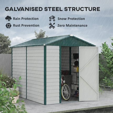 Galvanized Steel Garden Tool Shed 9x6ft – Weather-Resistant Outdoor Storage House
