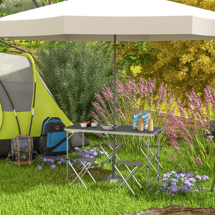 Outsunny Folding Camping Table & Chairs Set – Outdoor/Indoor BBQ Picnic Use