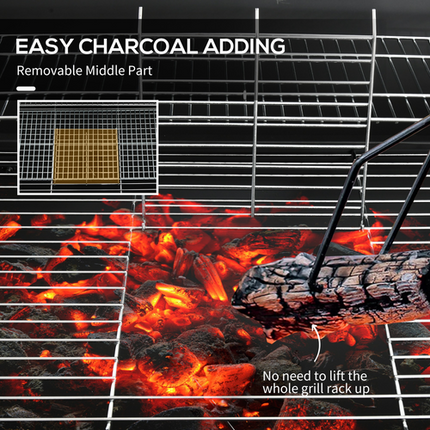 Outsunny Barrel Charcoal BBQ Grill Trolley with Ash Catcher and Thermometer