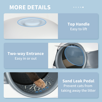 Enclosed Cat Litter Box – Covered Toilet Tray for Cats – Grey