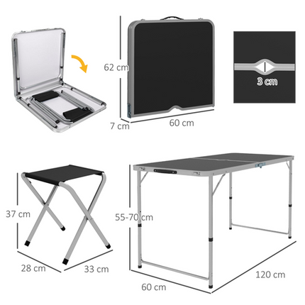 Outsunny Folding Camping Table & Chairs Set – Outdoor/Indoor BBQ Picnic Use