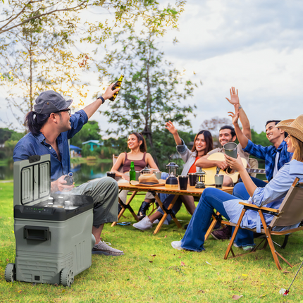 Outsunny 45L Dual Zone Car Fridge Freezer – DC & AC – -20°C to 20°C – Camping Use