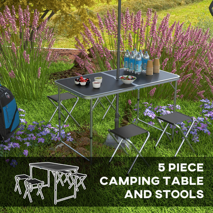 Outsunny Folding Camping Table & Chairs Set – Outdoor/Indoor BBQ Picnic Use