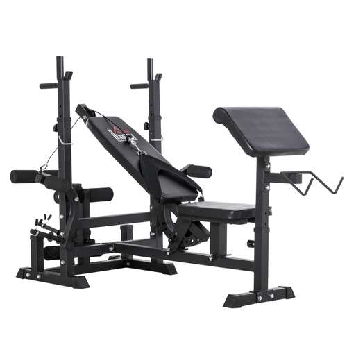 HOMCOM Multi-Exercise Weight Bench – Bench Press & Leg Extension for Full Body Workout