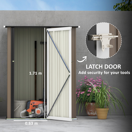 Brown Steel Garden Storage Shed with Lockable Door – Outdoor Utility Storage Cabinet