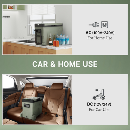 Outsunny 45L Dual Zone Car Fridge Freezer – DC & AC – -20°C to 20°C – Camping Use