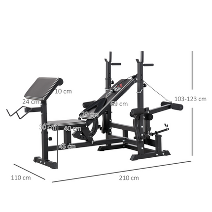 HOMCOM Multi-Exercise Weight Bench – Bench Press & Leg Extension for Full Body Workout