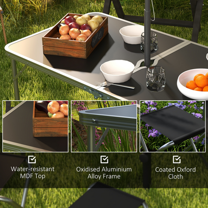 Outsunny Folding Camping Table & Chairs Set – Outdoor/Indoor BBQ Picnic Use