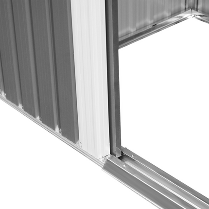 Grey Metal Garden Shed with Double Sliding Doors – Outdoor Tool Organizer for Backyard