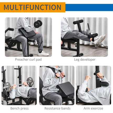 HOMCOM Multi-Exercise Weight Bench – Bench Press & Leg Extension for Full Body Workout