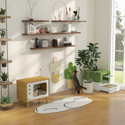Hooded Cat Litter Box – Light Green Pet Toilet Tray with Lid