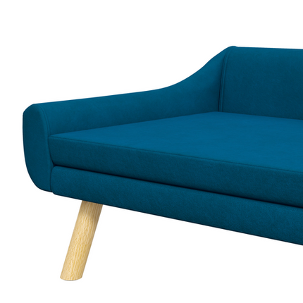 PawHut Raised Dog Sofa Bed – Wooden Frame with Soft Cushion – Blue