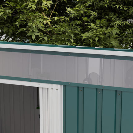 Green Metal Garden Shed 6.5 x 4FT – Lockable Storage House with Foundation for Tools