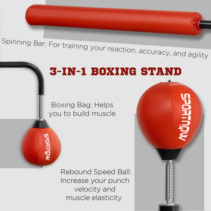 SPORTNOW Freestanding Boxing Bag – Reflex Punching Bag with Speed Balls