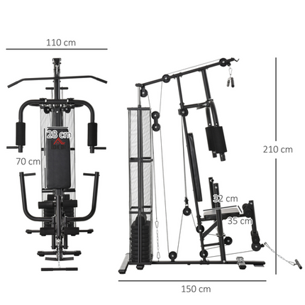 HOMCOM Multifunction Home Gym Station – Strength Training Fitness Machine