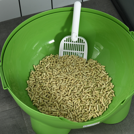 Large Hooded Cat Litter Tray with Scoop – 53 x 51 x 48 cm – Green