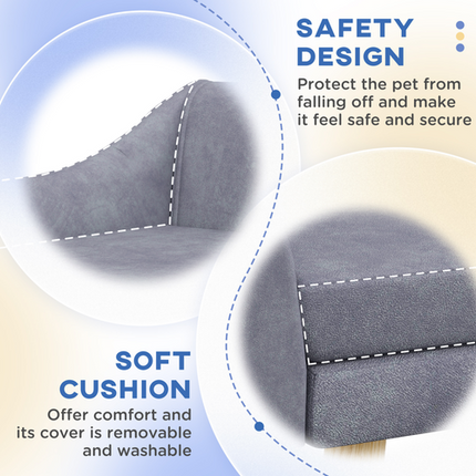 PawHut Raised Dog Sofa Bed – Wooden Frame with Soft Cushion – Grey