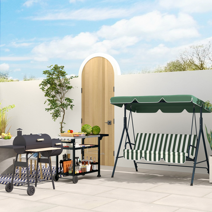 Outsunny Portable Charcoal BBQ Grill with Steel Offset Smoker Combo for Backyard