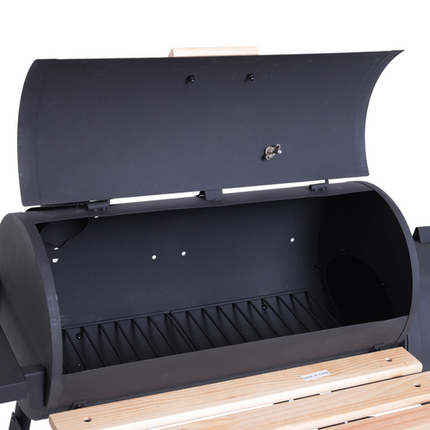 Outsunny Portable Charcoal BBQ Grill with Steel Offset Smoker Combo for Backyard