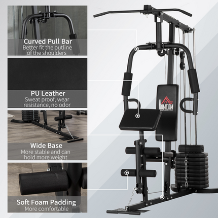 HOMCOM Multifunction Home Gym Machine with 45kg Weight Stack – Full Body Workout