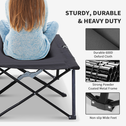 Outsunny Double Folding Camping Cot – Portable Outdoor Bed – Black
