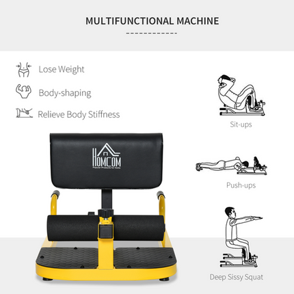 3-in-1 Squat Machine – Sit-Up, Push-Up, Adjustable Home Gym Leg Workout Bench