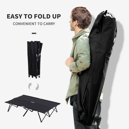 Outsunny Double Folding Camping Cot – Portable Outdoor Bed – Black