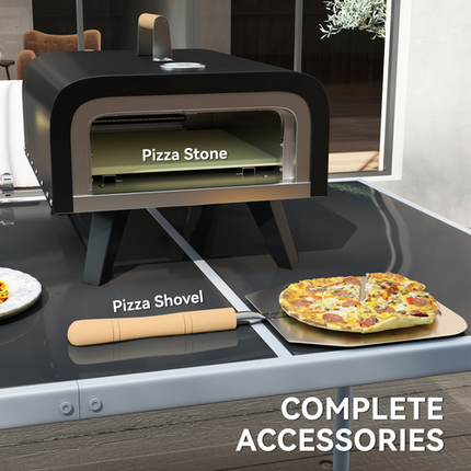 Outsunny Outdoor Tabletop Gas Pizza Oven with 12" Stone & Peel - Black