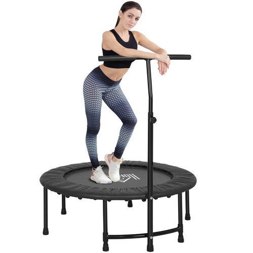 HOMCOM 40'' Mini Trampoline – Kids & Adult Rebounder with Adjustable Handle