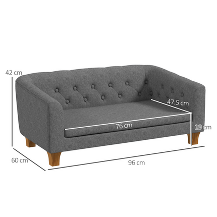 Elevated Dog Sofa Bed – Soft Cushion Couch for Small & Medium Dogs – Grey