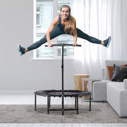 HOMCOM 40'' Mini Trampoline – Kids & Adult Rebounder with Adjustable Handle