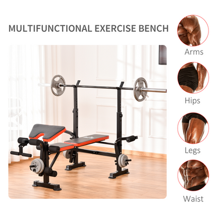 HOMCOM Multi-Function Adjustable Weight Bench – Home Gym Strength Training