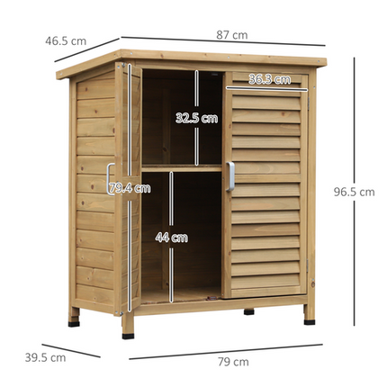 Solid Fir Wood Outdoor Storage Cabinet – Heavy-Duty Garage Organizer for Garden Tools