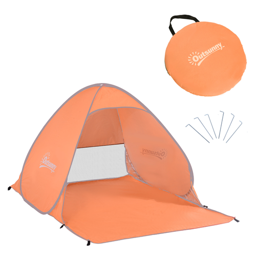Pop-Up Beach Tent Sun Shelter – UV Protection & Instant Setup – Orange