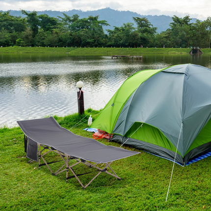 Outsunny Military-Style Portable Camping Cot – Single Sleeping Bed – Grey