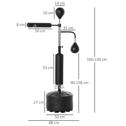 HOMCOM 3-in-1 Punching Bag Stand – Includes 2 Speedballs & 360° Reflex Bar