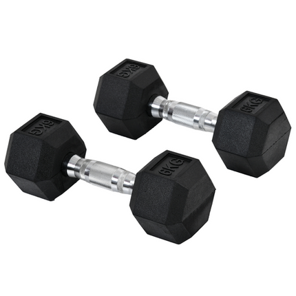 HOMCOM Hex Dumbbell Set 2x6kg – Home Gym Weight Lifting Kit