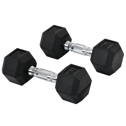 HOMCOM Hex Dumbbell Set 2x6kg – Home Gym Weight Lifting Kit