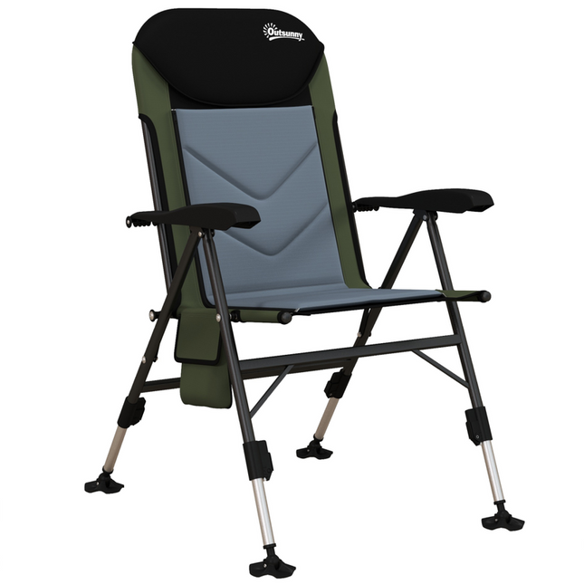 Outsunny Folding Fishing Chair – 7-Level Adjustable Camping Seat with Backrest