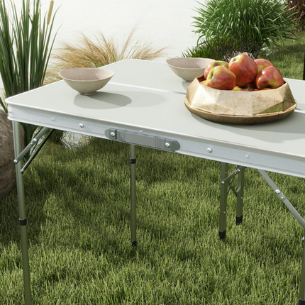 Outsunny Picnic Table Set – Folding Table with 2 Benches – Aluminium Garden Set