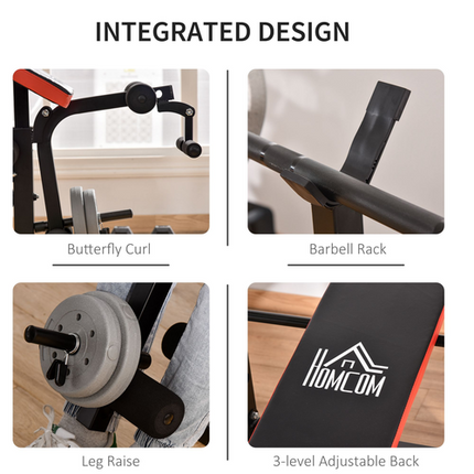 HOMCOM Multi-Function Adjustable Weight Bench – Home Gym Strength Training