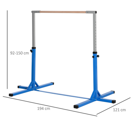 HOMCOM Adjustable Kids Gymnastics Bar – Horizontal Training with Steel Frame, Blue