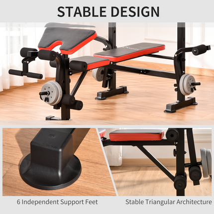 HOMCOM Multi-Function Adjustable Weight Bench – Home Gym Strength Training