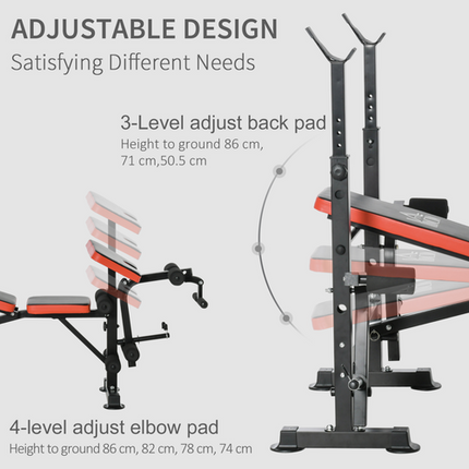 HOMCOM Multi-Function Adjustable Weight Bench – Home Gym Strength Training