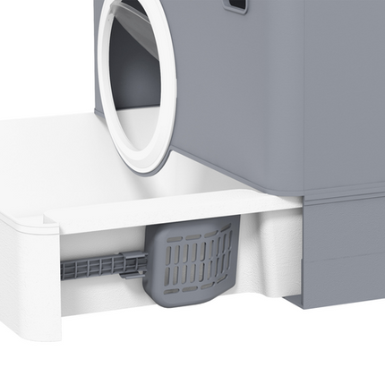 PawHut Enclosed Cat Litter Tray with Lid – Grey – Front Entry, Top Exit & Scoop
