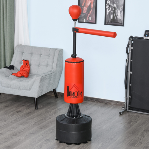 HOMCOM Rotating Boxing Punch Bag Stand – Flexible Arm with Speed Ball and Water-Filled Base