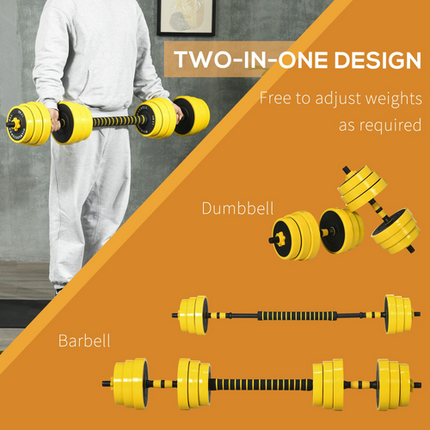 HOMCOM 25KG Barbell and Dumbbell Set – Home Fitness Weight Training Kit