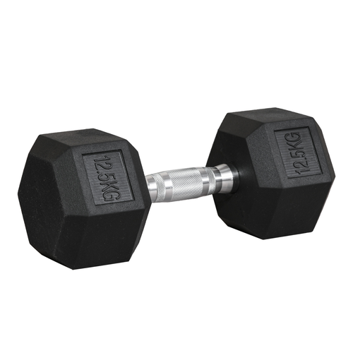 HOMCOM 12.5kg Single Rubber Hex Dumbbell – Portable Hand Weight for Home Gym