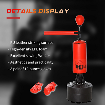 HOMCOM Rotating Boxing Punch Bag Stand – Flexible Arm with Speed Ball and Water-Filled Base