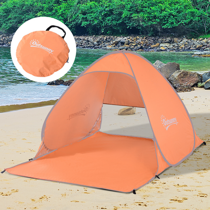 Pop-Up Beach Tent Sun Shelter – UV Protection & Instant Setup – Orange